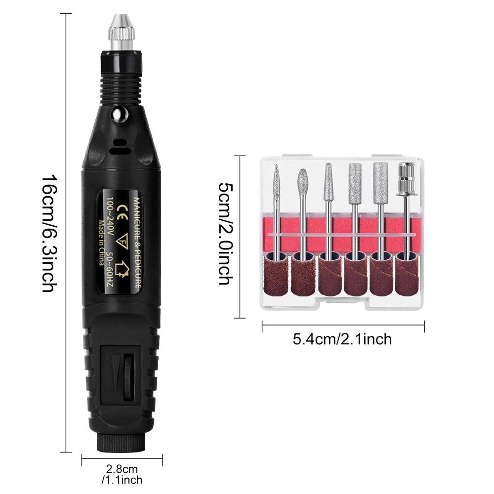 1 Set Professional Electric Nail Drill Machine Family Portable Manicure Pen Pedicure File Polishing Tools Nail File Machine Kit - Bakka shop
