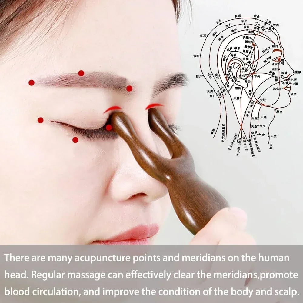 Natural Wooden Nose Guasha Massage Tools Anti-Static, Eyes Facial Wood Gua Sha Tool, Multifunctional Face Manual Massager Tools - Bakka shop
