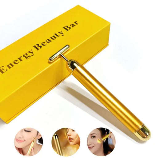 Multi-function Beauty Care Device 24k Facial Massage Stick Roller T-shape Golden Energy Bar Vibrating Massager for Beauty Tool - Bakka shop