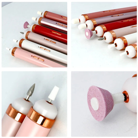 5 in 1 Electric Nail Polish Drill Machine With Light Portable Mini Electric Manicure Art Pen Tools For Gel Remover - Bakka shop
